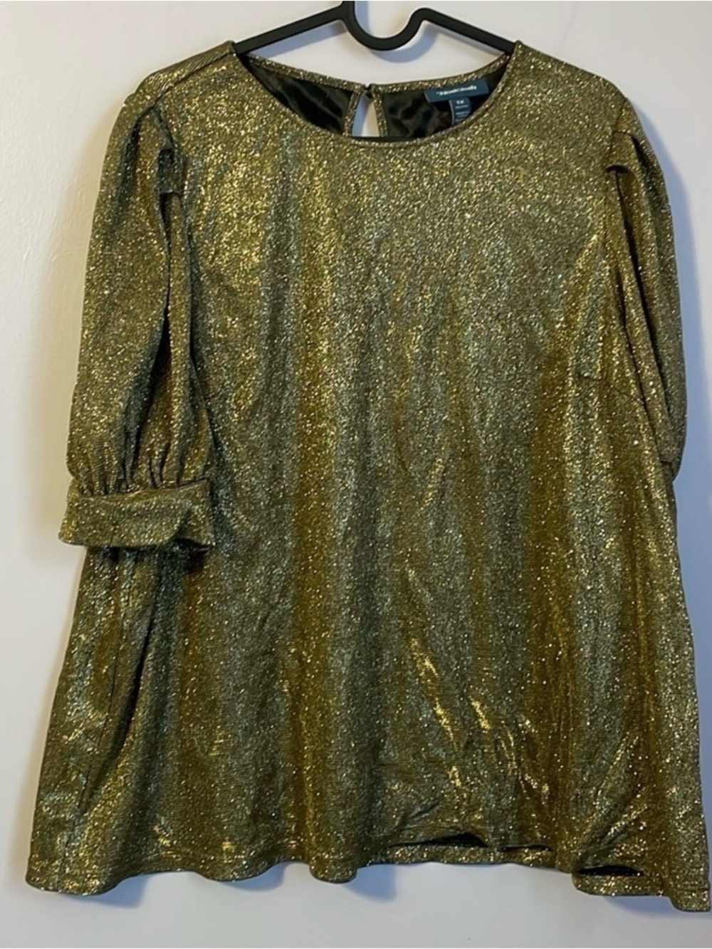 Modcloth Puff Sleeve Gold Metallic Too Glitzy To Function Glam Top Size 1X